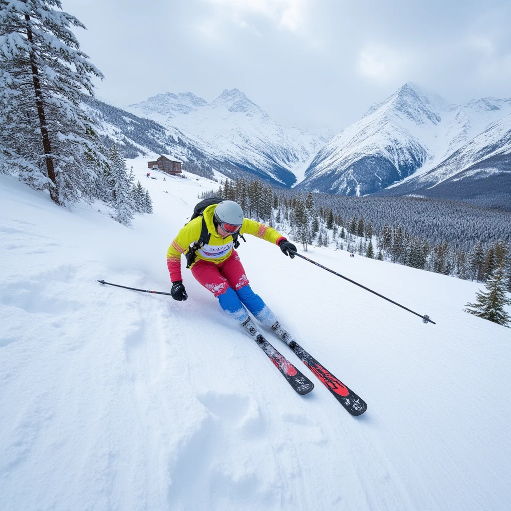 Спуск по целине в Шерегеше